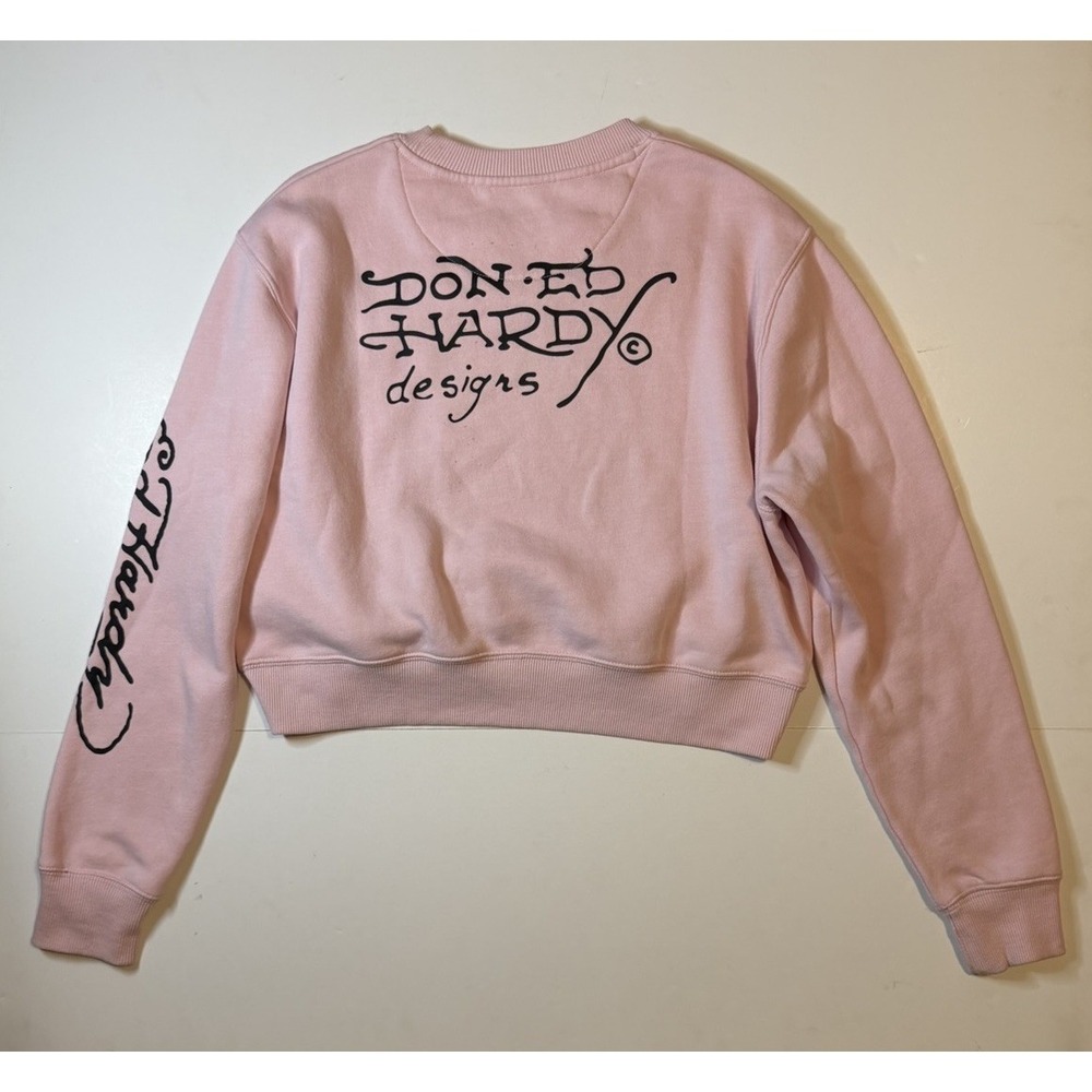 Ed Hardy Women's Size Medium Panther Rose Cropped Sweatshirt - Picture 3 of 10